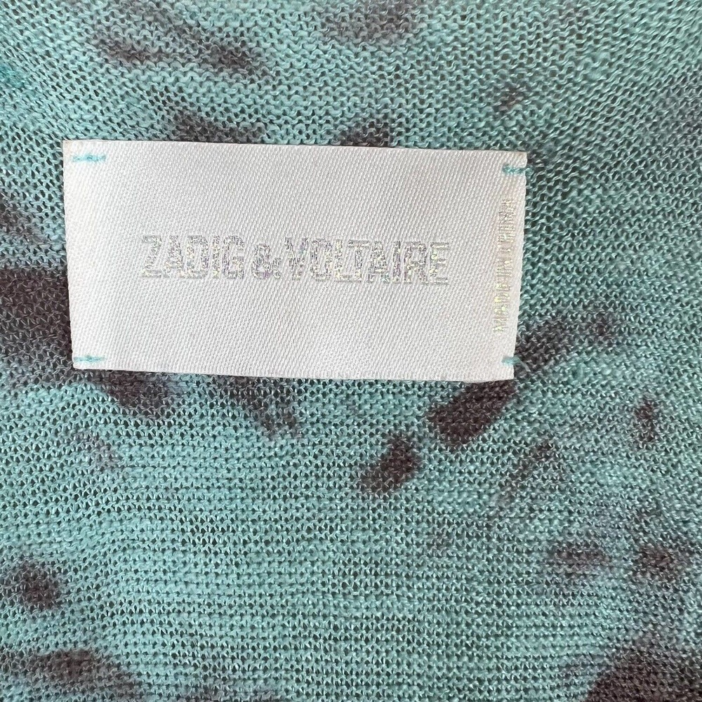 Zadig & Voltaire Tank Dress Women's Small Blue Tie Dye Linen Scoop Neck Pullover - Picture 4 of 12